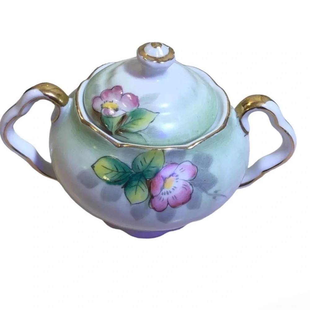 Vintage Floral With Gold Trim Sugar Bowl Maker Mark UCAGCO
